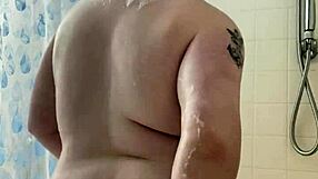 Come on, let's hop in the shower with this chubby goth for some bathing fun