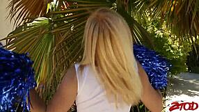 Adorable cheerleader Courtney Shea gets banged hard by the group in a rough riding session until they fill her with creampie!