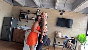 Pov threesome with busty latina milfs licking ass and deepthroating cock