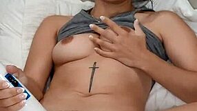 latina uses vibrator for wet pussy orgasm