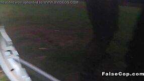 Tattooed Babe Gives Blowjob And Fucks Hardcore In Police Car During Public Outdoor Encounter.