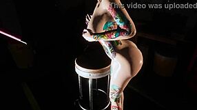 checking out the girl in the garage during sex and cyberpunk vr game adventure