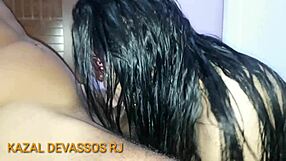 Blonde wife with big tits gives blowjob to big black cock. She swallows cumshot facial from interracial monster cock in front of cuckold.