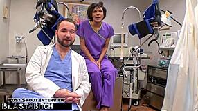 Student Caught in Deepthroat Action with Pierced Nipples and Shaved Pussy Spread