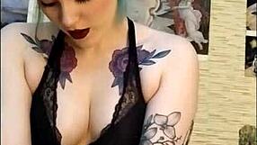 Oh, this stunning cute girl with tattoos feels so much passion edging her friend's cock to cumshot.