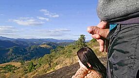 Tour Guide Flashes Huge Cock To Cute Brazilian Tourist On Mountain For Outdoor Riding Bang