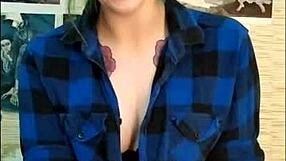 Oh, this stunning cute girl with tattoos feels so much passion edging her friend's cock to cumshot.