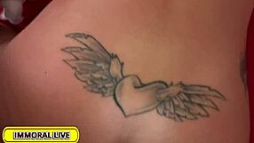 Rachele Richey deepthroats two massive cocks eagerly