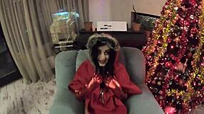 I can't believe how much I crave cheating with this horny milf slut as Santa's naughty wife in lingerie