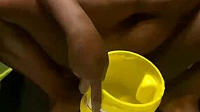 Ebony athlete tries out water sports. She explores the kinky old fetish in a fun session.