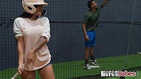 Can This Busty Brunette Slut Handle Riding and Sucking That Monster Cock After Batting Cages Practice With Alice Thunder and GI Joey?