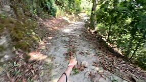 Want to fuck this curvy Latina teen with long hair and tattoo in outdoor park POV?