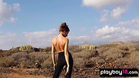 Extra skinny brunette russian hottie taya vai poses nude outdoor in natural setting