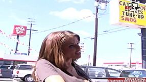 hey, this busty brunette slut picks up a bbc for a cumshot on her fake silicone tits.