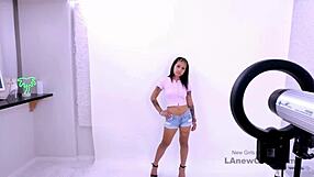 Amateur Asian brunette teen model gets intense pov fuck during her casting interview audition