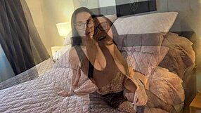 hot milf really enjoys getting cum all over her pretty face after teasing in lingerie