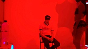 A scruffy man invites us to this exclusive catwalk where we perform a sexy dance in erotic lingerie on the balcony