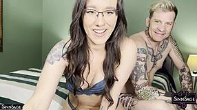 Webcam babe sinn sage strips lace lingerie and gets fucked doggystyle live