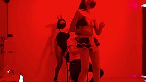 A scruffy man invites us to this exclusive catwalk where we perform a sexy dance in erotic lingerie on the balcony