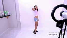 Amateur Asian brunette teen model gets intense pov fuck during her casting interview audition