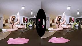 Tsvirtuallovers - shemale bends over blonde maid for doggystyle fuck with blowjob and pussy licking