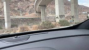 Slut Gets Pounded Hard in Public Convertible Ride