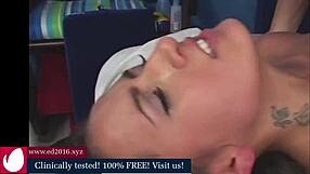 Brunette massage session continues smoothly into part four with exotic young touches