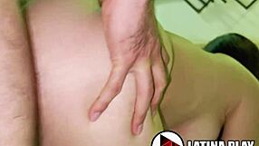 This sexy Latina bends over in doggystyle, her perfect pussy taking a big cock until it fills her with creampie.