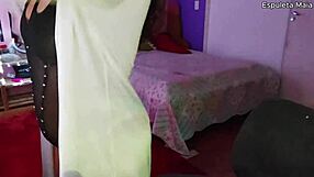 steamy latina with natural tits explores sucking her own breasts in a tempting display