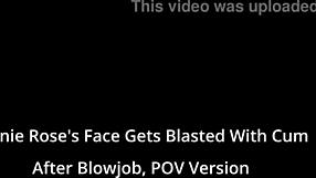 What happens when Minnie Rose's face gets blasted with cum after that blowjob in POV?