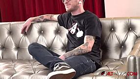 Peek at tattooed skinny slut Sully Savage bent over for big cock doggystyle in erotic backstage action