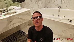 Peek at tattooed skinny slut Sully Savage bent over for big cock doggystyle in erotic backstage action