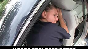 Blonde Czech teen with natural tits gets picked up outdoors for public POV sex with big cock.