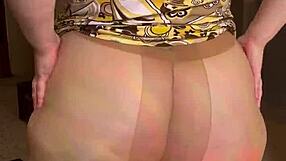 Joan Day slips into see-through tights! She flaunts that curvy chubby body with big ass!