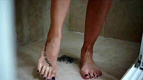 pee fest with blonde latina model in erotic kinky shower bathing session