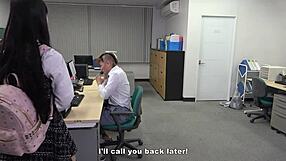 Japanese Mistress Mero Smoking and Facesitting in Office with Boots and Skirt
