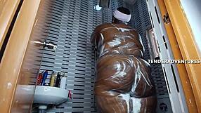 my hottest shower sex with curvy black wife ending in creampie