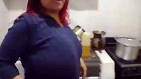 narrative of a mature bbw woman standing in her cozy kitchen preparing a simple meal