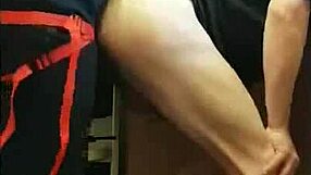 Dominant girlfriend pegs her boyfriend's ass hard in the kitchen, then takes it outdoors to a public cornfield and finishes with ass-to-mouth in the bathroom