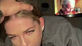 community college girl gets fucked rough - baby bree. she bends over for doggystyle and takes a facial cumshot.