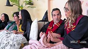 WOW, THIS CURVY MILF IN HER HARRY POTTER COSTUME JUST LETS LOOSE AND FUCKS LIKE CRAZY!