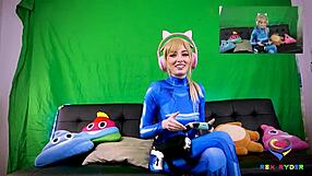 Oh man, I was like this cosplay girl just sucking and fucking that big dick during our live stream, you know? Creampie felt so intense.