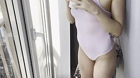 Skinny Brunette College Student Moans While Masturbating Solo On Her Phone In Cute Outfit