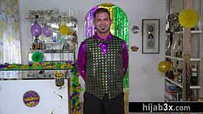 are you ready for this beautiful muslim teen getting horny at her first mardi gras?