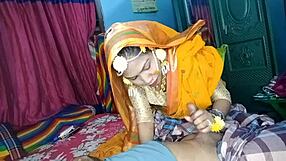 Newlywed Desi Wife's Secret Doggystyle Frenzy. Husband's Blowjob Special on Wedding Night