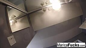 Watch Marica Hase tease her pussy in sexy lingerie mirror play