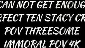 stacy cruz rides double ten-inch cocks bent over for creampie doggystyle pounding