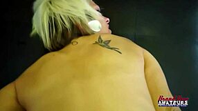 skinny blonde raelyn takes deep cock in her shaved pussy then gulps the load