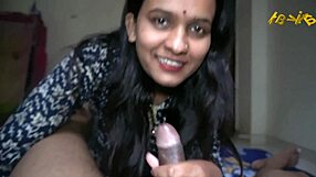 Real indian couple homemade blowjob handjob kissing leads to natural tits sex