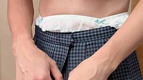 Hey check this cute japanese maid in sexy lingerie with buttplug and pierced nipples getting spanked and enjoying anal fun